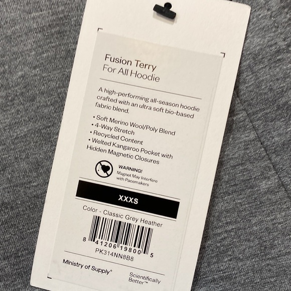 NWT Ministry of Supply Fusion Terry For All Hoodie in Classic Grey Heather XXXS - Picture 7 of 9